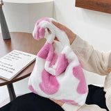 Plush Animal Printed Handbag for Women