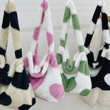 Plush Animal Printed Handbag for Women