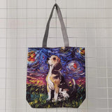Schnauzer Dog Painting Handbag Large Capacity Shoulder Bag