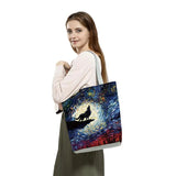 Schnauzer Dog Painting Handbag Large Capacity Shoulder Bag