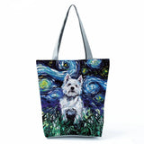 Schnauzer Dog Painting Handbag Large Capacity Shoulder Bag