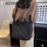 Quilted Cotton-padded Bag Large Capacity Rhombic Lattice