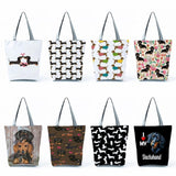 Animal Sausage Dogs Printed Tote Bag Large Capacity Shoulder Bag