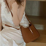 Women Shoulder Bag Soft PU Leather Solid Handbags Casual Zipper