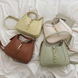 Women Shoulder Bag Soft PU Leather Solid Handbags Casual Zipper