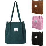 Corduroy Women Handbags Large-capacity Shopping Bag Solid Shoulder Bags