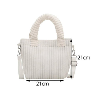 Corduroy Casual Women's Crossbody Bag Zip Tote Handbags