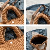 Corduroy Casual Women's Crossbody Bag Zip Tote Handbags