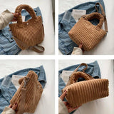 Corduroy Casual Women's Crossbody Bag Zip Tote Handbags
