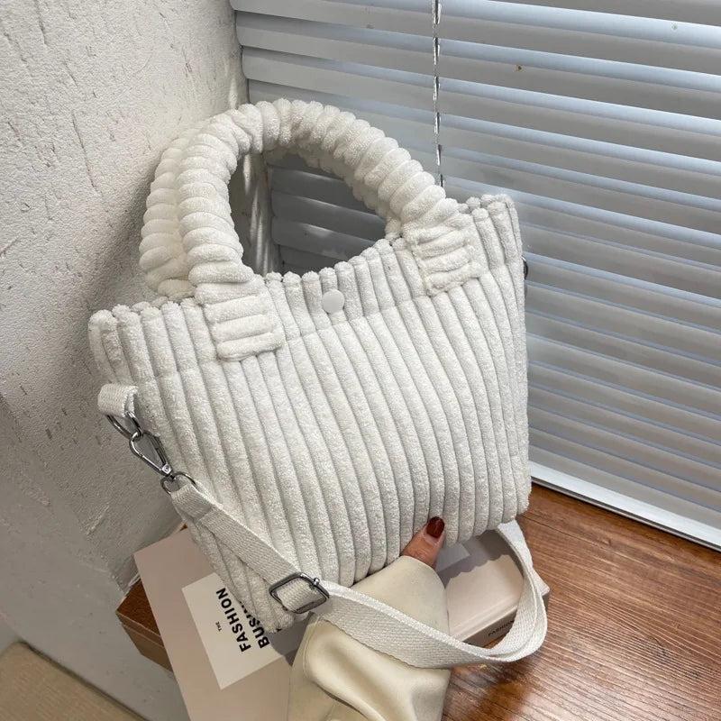 Corduroy Casual Women's Crossbody Bag Zip Tote Handbags