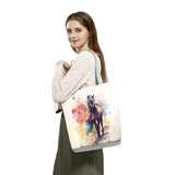 Watercolor Horse Print Handbag Women Animal Reusable Travel Shoulder Bag