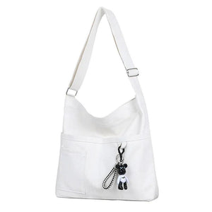 Canvas Messenger Bag Solid Handbag Tote Shoulder Book Bag Female School Bags