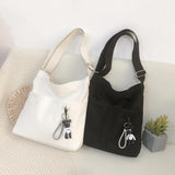 Canvas Messenger Bag Solid Handbag Tote Shoulder Book Bag Female School Bags