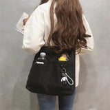 Canvas Messenger Bag Solid Handbag Tote Shoulder Book Bag Female School Bags