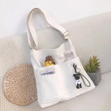 Canvas Messenger Bag Solid Handbag Tote Shoulder Book Bag Female School Bags