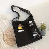 Canvas Messenger Bag Solid Handbag Tote Shoulder Book Bag Female School Bags