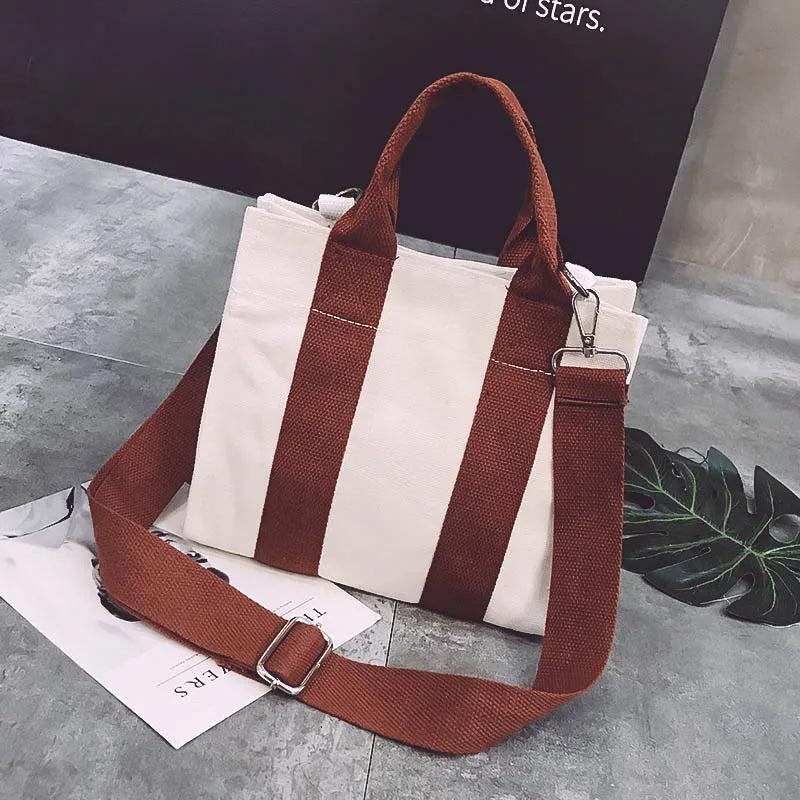 Large Capacity Solid Canvas Shopper Bag for Women