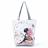 Pattern Shoulder Bag Wishing Girl Print Eco Reusable Shopping Bags Women Large T