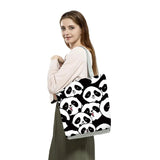 Panda Tote Bag Foldable Large Capacity Shopping Bag Handbags Portable Animal Cas