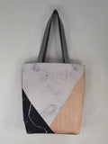 Marbling Joint Printed Large Shoulders Bag With Zipper