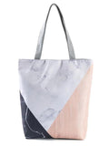 Marbling Joint Printed Large Shoulders Bag With Zipper