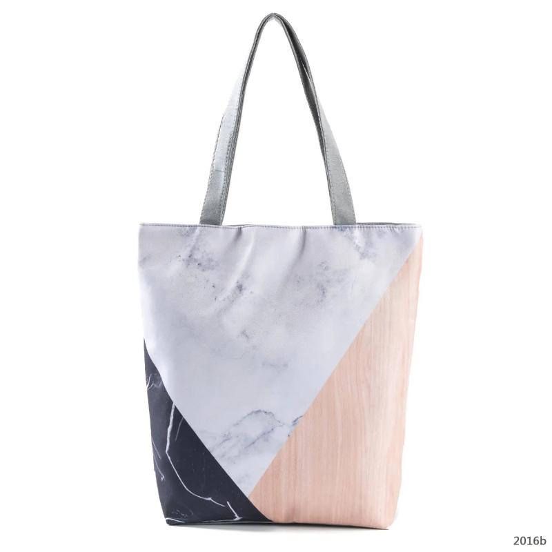 Marbling Joint Printed Large Shoulders Bag With Zipper