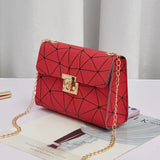Geometric Small Square Shoulder Crossbody Bag Chain Flap Mobile Phone Purse