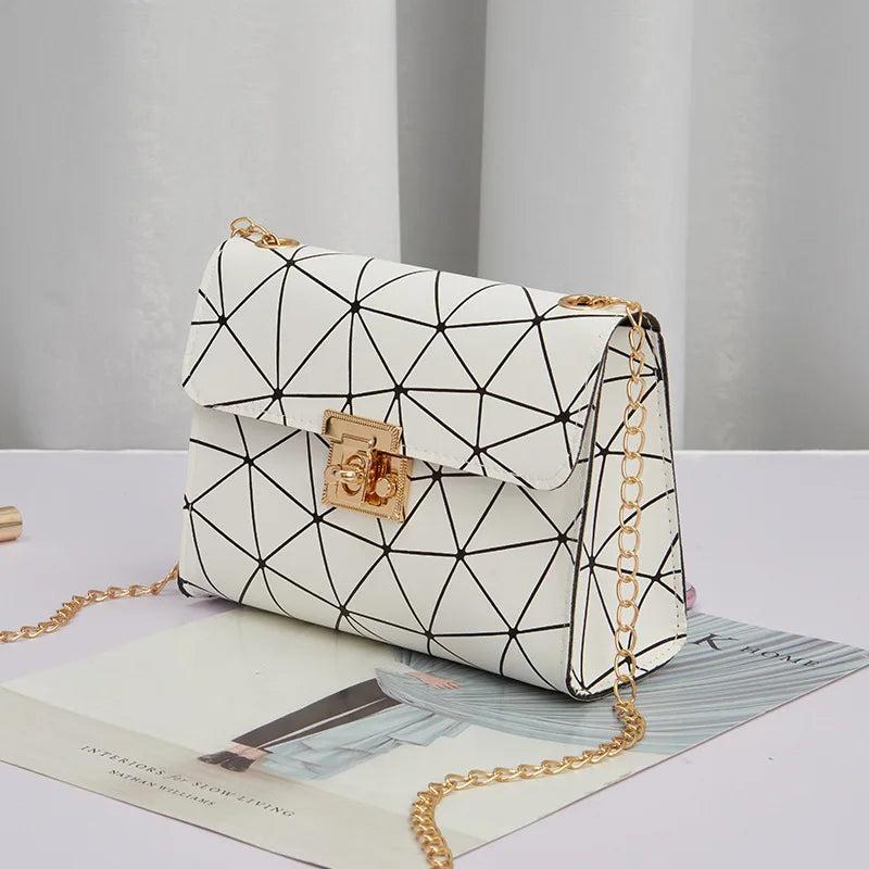 Geometric Small Square Shoulder Crossbody Bag Chain Flap Mobile Phone Purse