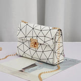 Geometric Small Square Shoulder Crossbody Bag Chain Flap Mobile Phone Purse