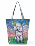 Large Starry Sky Dog Print Tote Shoulder Bag for Women