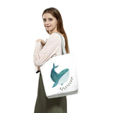 Whale Girls Sea Series Shopper Bag Large Capacity Tote Shoulder Bag