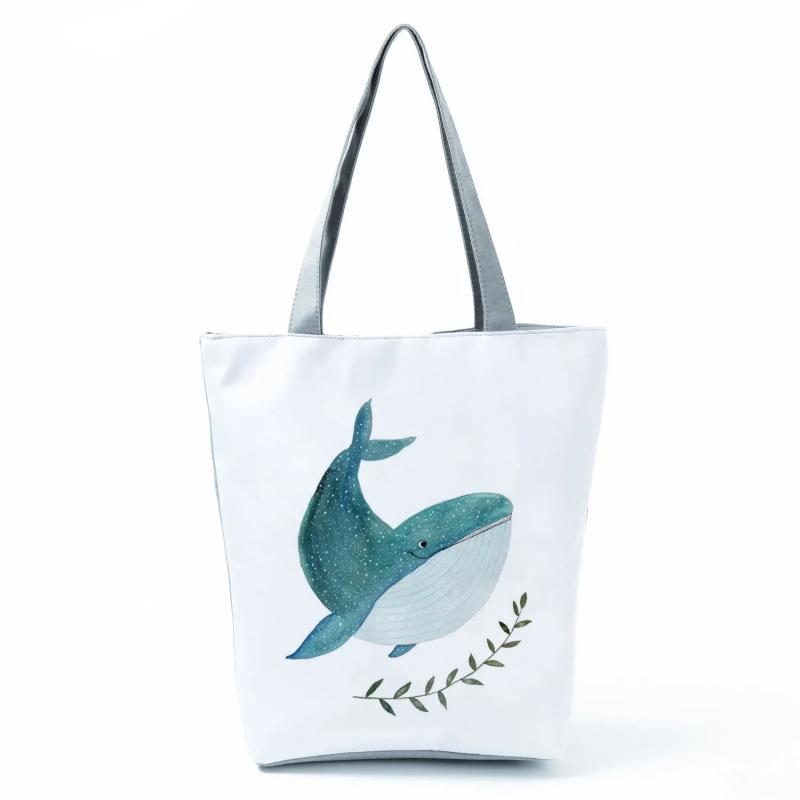 Whale Girls Sea Series Shopper Bag Large Capacity Tote Shoulder Bag