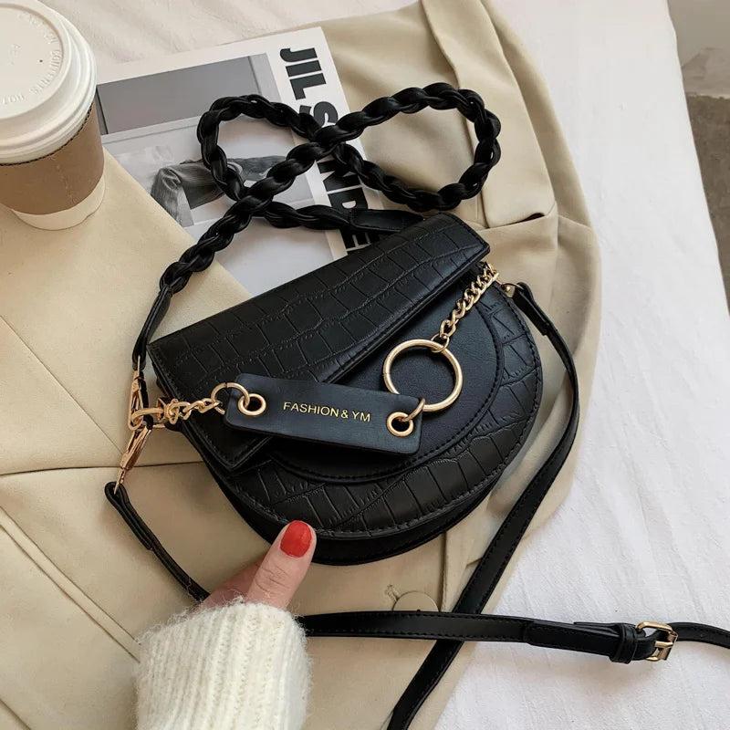 Women's Stone Handbag, Pony Saddle Bag, Winter Bonded Bag
