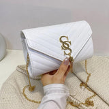 Women's Flip Handbag Soft Leather Chain Black Yellow White