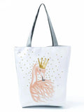 Flamingo Crown Printed Handbag for Girls