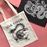 Dragon Print Canvas Shopper Bag Harajuku Punk Gothic Handbag