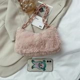 Soft Plush Shoulder Bag Small Underarm Bag Female Chain Handle