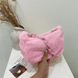 Soft Plush Shoulder Bag Small Underarm Bag Female Chain Handle