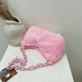 Soft Plush Shoulder Bag Small Underarm Bag Female Chain Handle