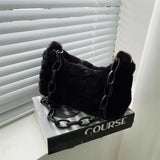 Soft Plush Shoulder Bag Small Underarm Bag Female Chain Handle