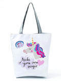 Unicorn Letter Cloud Printed Handbag for Women's Office