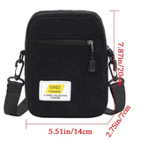 Women Corduroy Messenger Bag Black/White Casual Style Shoulder Bag