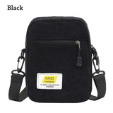 Women Corduroy Messenger Bag Black/White Casual Style Shoulder Bag