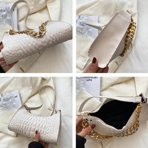 Crocodile Pattern Shoulder Bag Retro Style Chain Lady's Underarm Bag