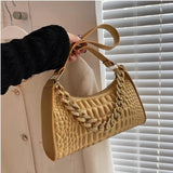 Crocodile Pattern Shoulder Bag Retro Style Chain Lady's Underarm Bag