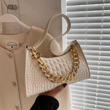 Crocodile Pattern Shoulder Bag Retro Style Chain Lady's Underarm Bag