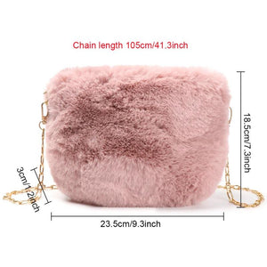 Leopard Pattern Handbags Fluffy Plush Shoulder Bags Vintage Messenger Bag