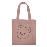 Embroidery Bear Shopping Bag Soft Pink Canvas Tote Bag
