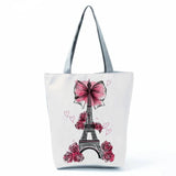 Floral Eiffel Tower Tote Bag for Women