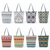 Geometric Striped Print Shopping Bags Large Capacity Eco Tote Handbag Women